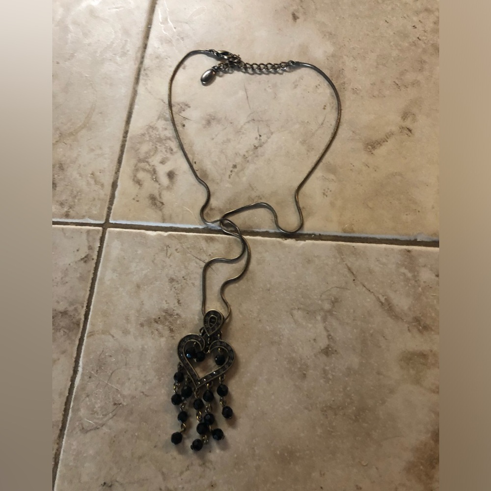 ❤️A (?) Designer Brass & Jet Crystal Necklace -796 $30 or $25 w/offer